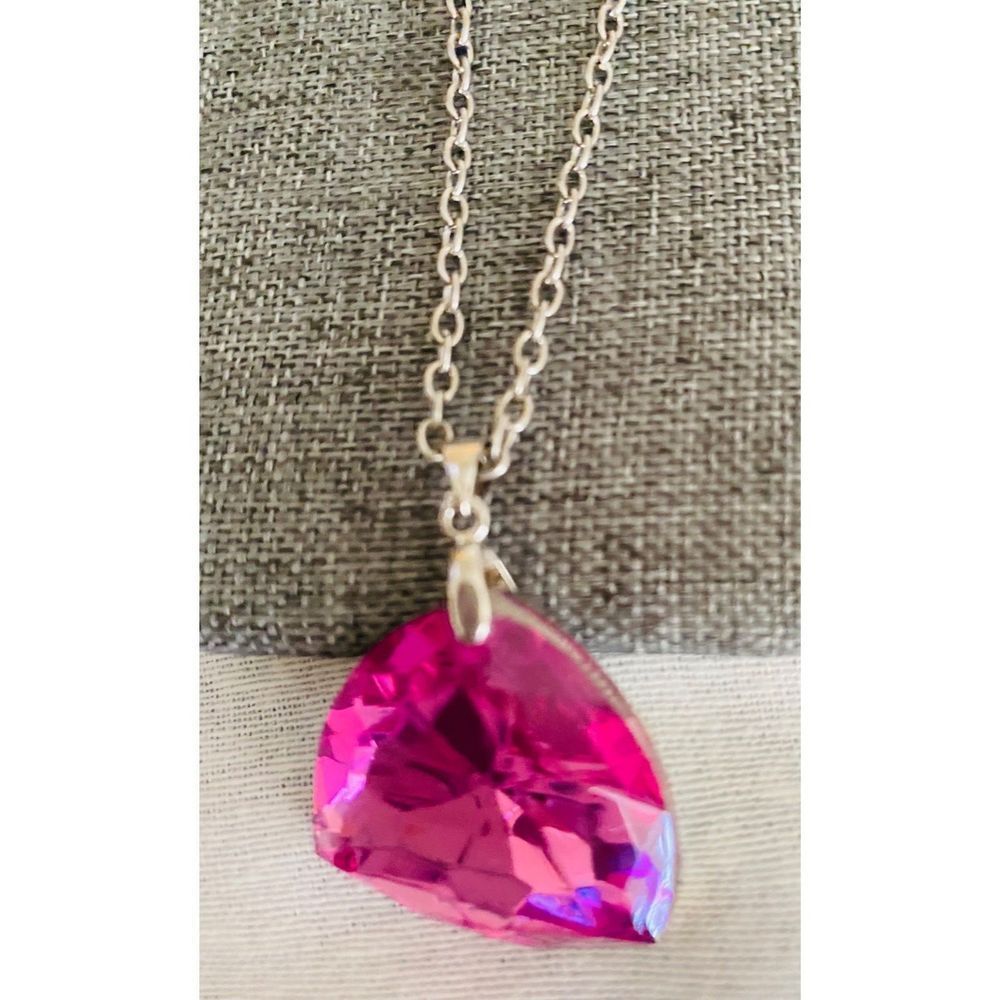 Necklace with Bright Pink  Colored Pendant/Charm